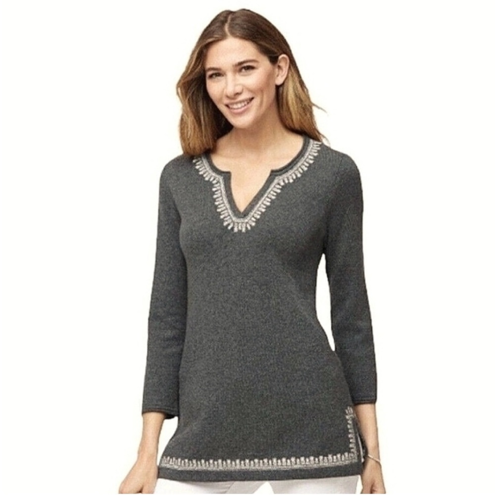 Tommy Bahama Cashmere Pineapple Tunic Sweater M, Grey - Picture 7 of 7